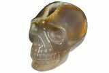 Polished Agate Skull with Quartz Crystal Pocket #148106-3